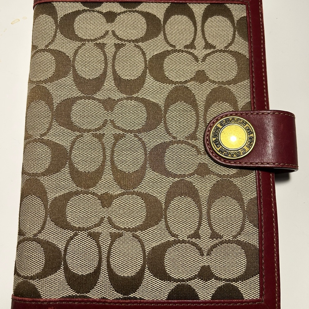 RARE Coach Brown and Maroon Canvas Notebook Cover